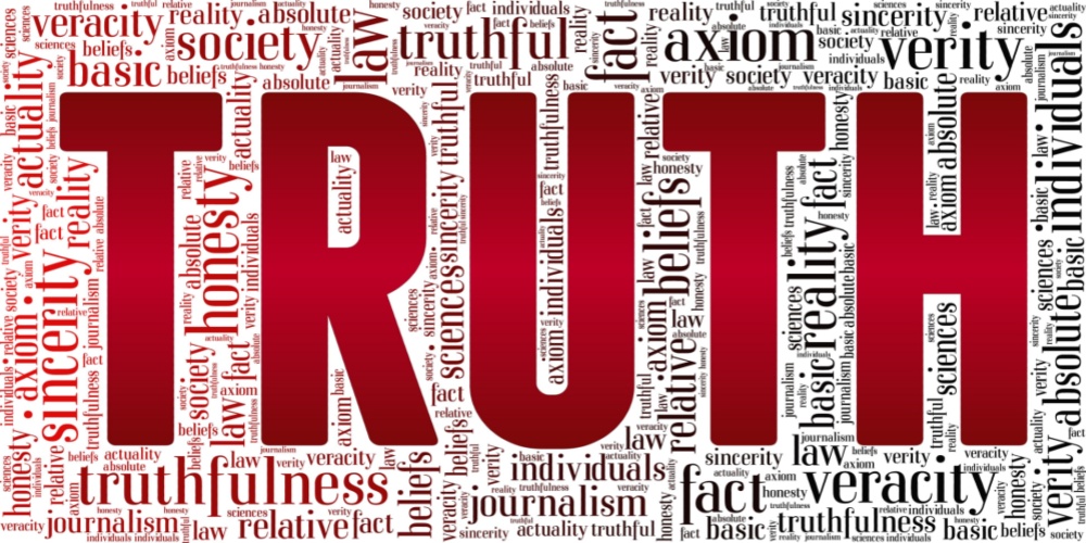 'Truth' stamped in red letters