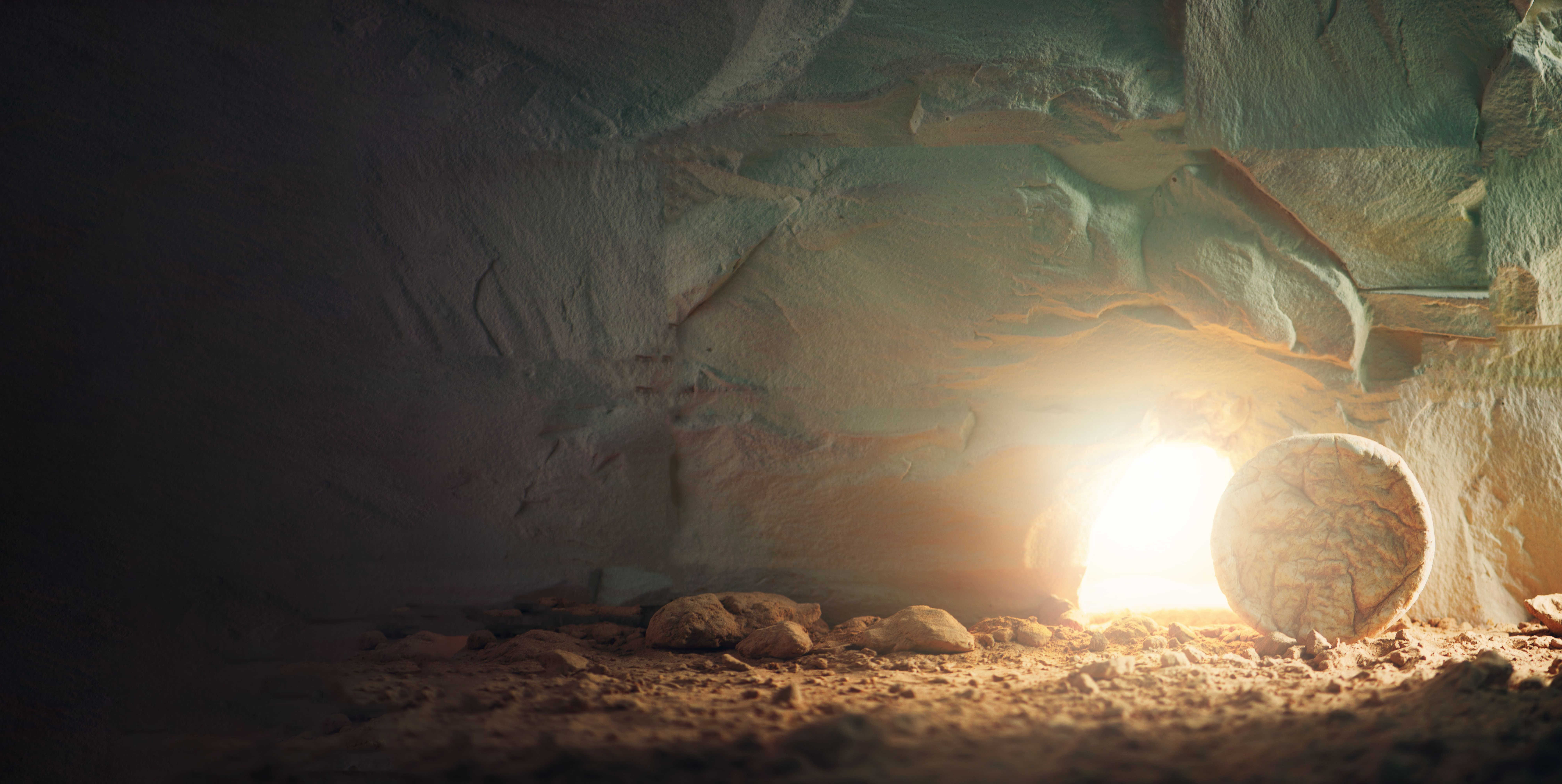 Light shining out of an empty tomb