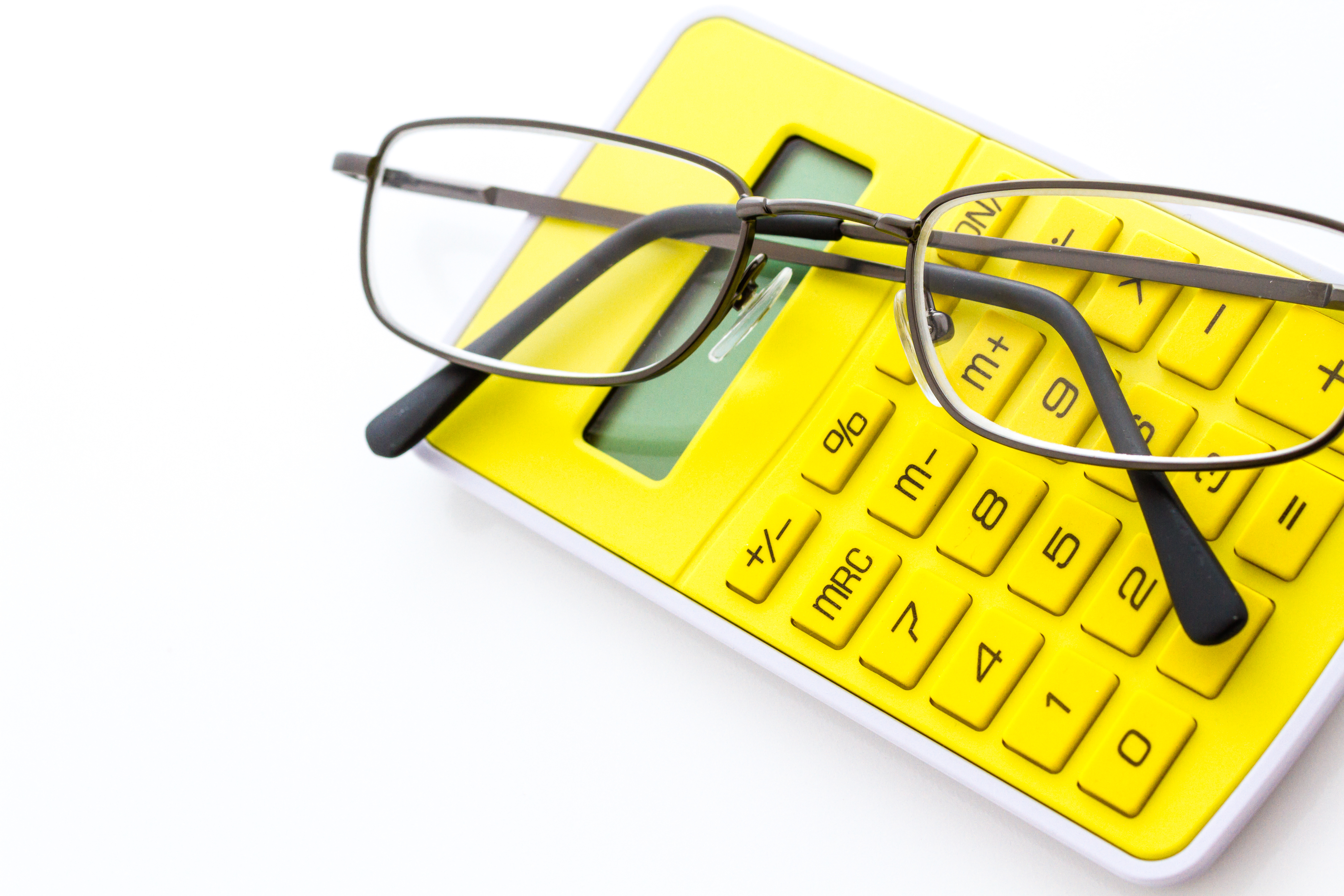 glasses and calculator