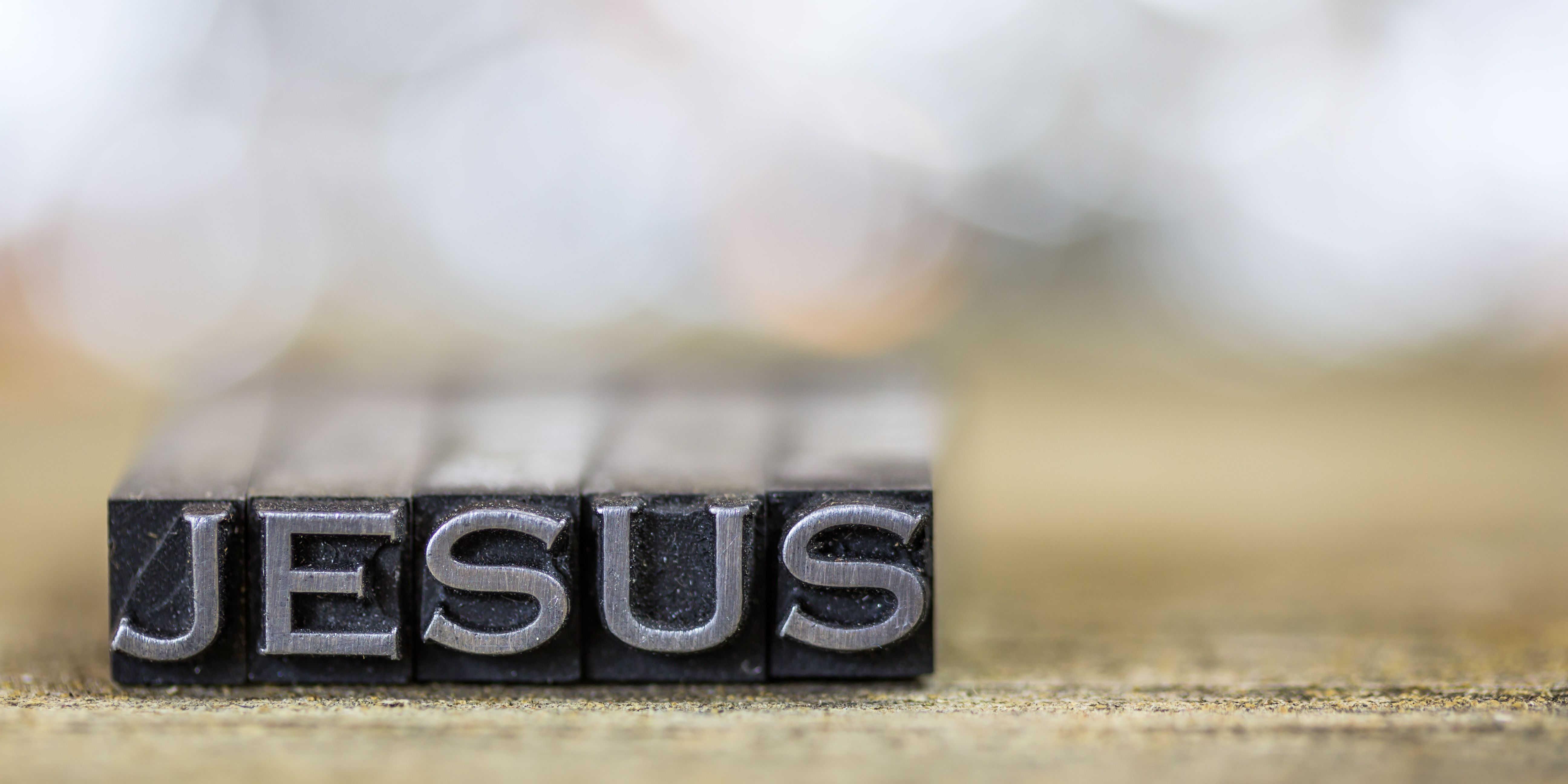 JESUS spelled out in typeset